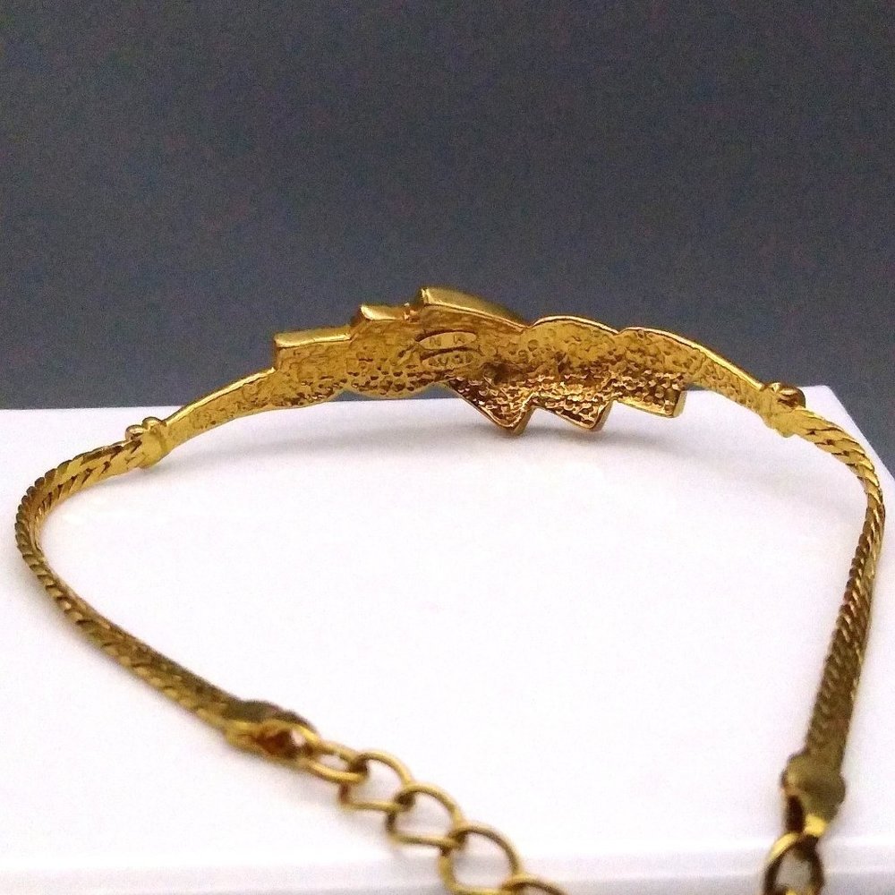 Vintage Avon Crystal Chain Bracelet Retro Gold Tone Adjustable Herringbone Chain - Picture 4 of 5